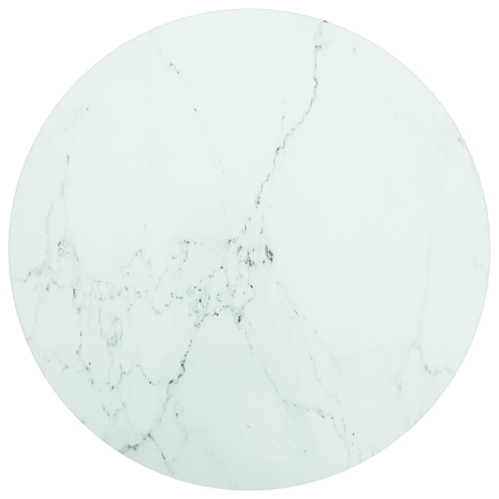 Bordplate hvit Ø40x0,8 cm herdet glass med marmor design
