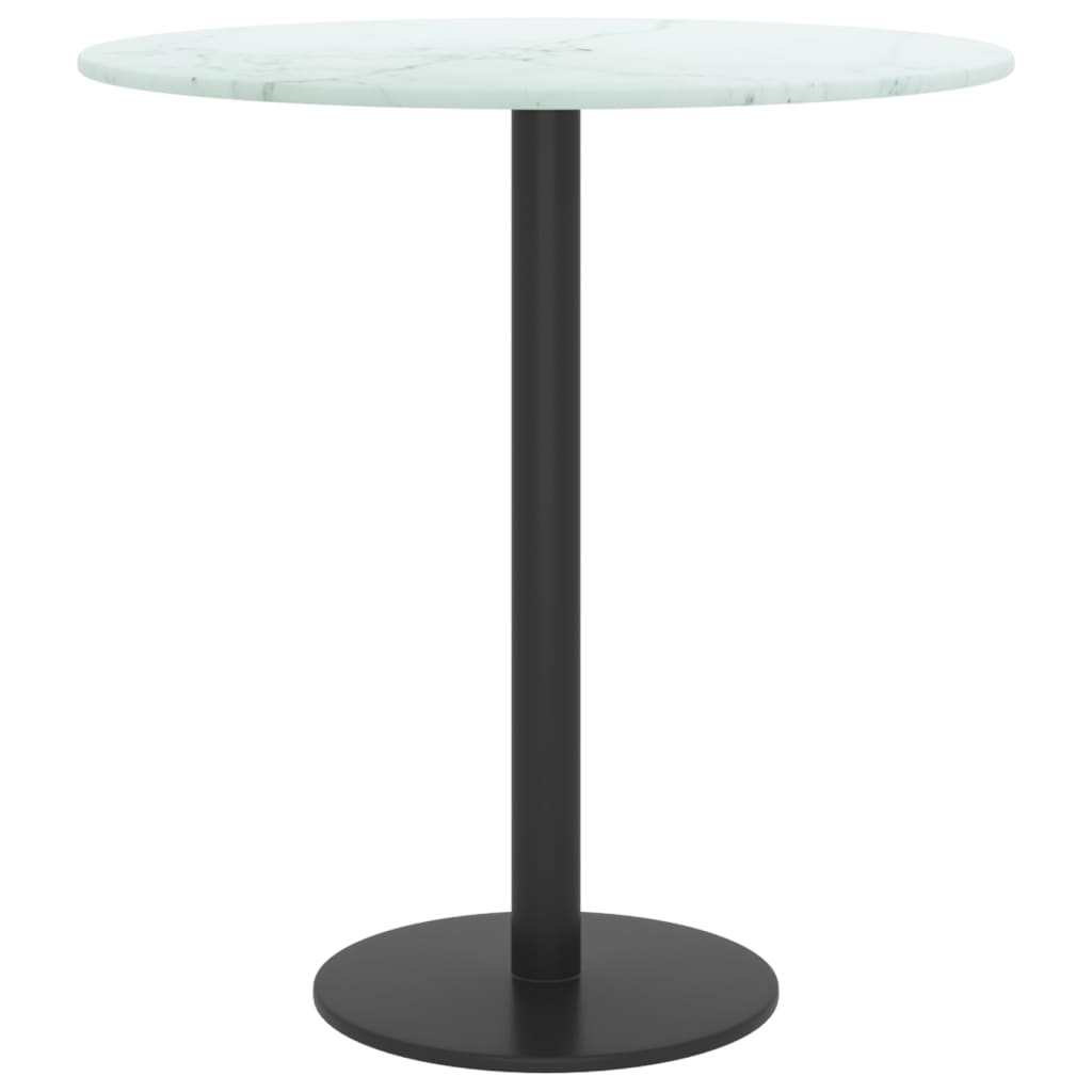Bordplate hvit Ø40x0,8 cm herdet glass med marmor design