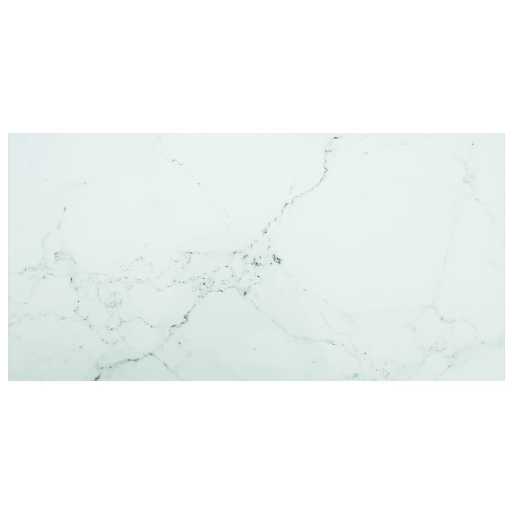 Bordplate hvit 100x50 cm 6 mm herdet glass med marmor design