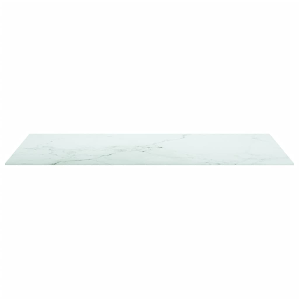 Bordplate hvit 100x50 cm 6 mm herdet glass med marmor design