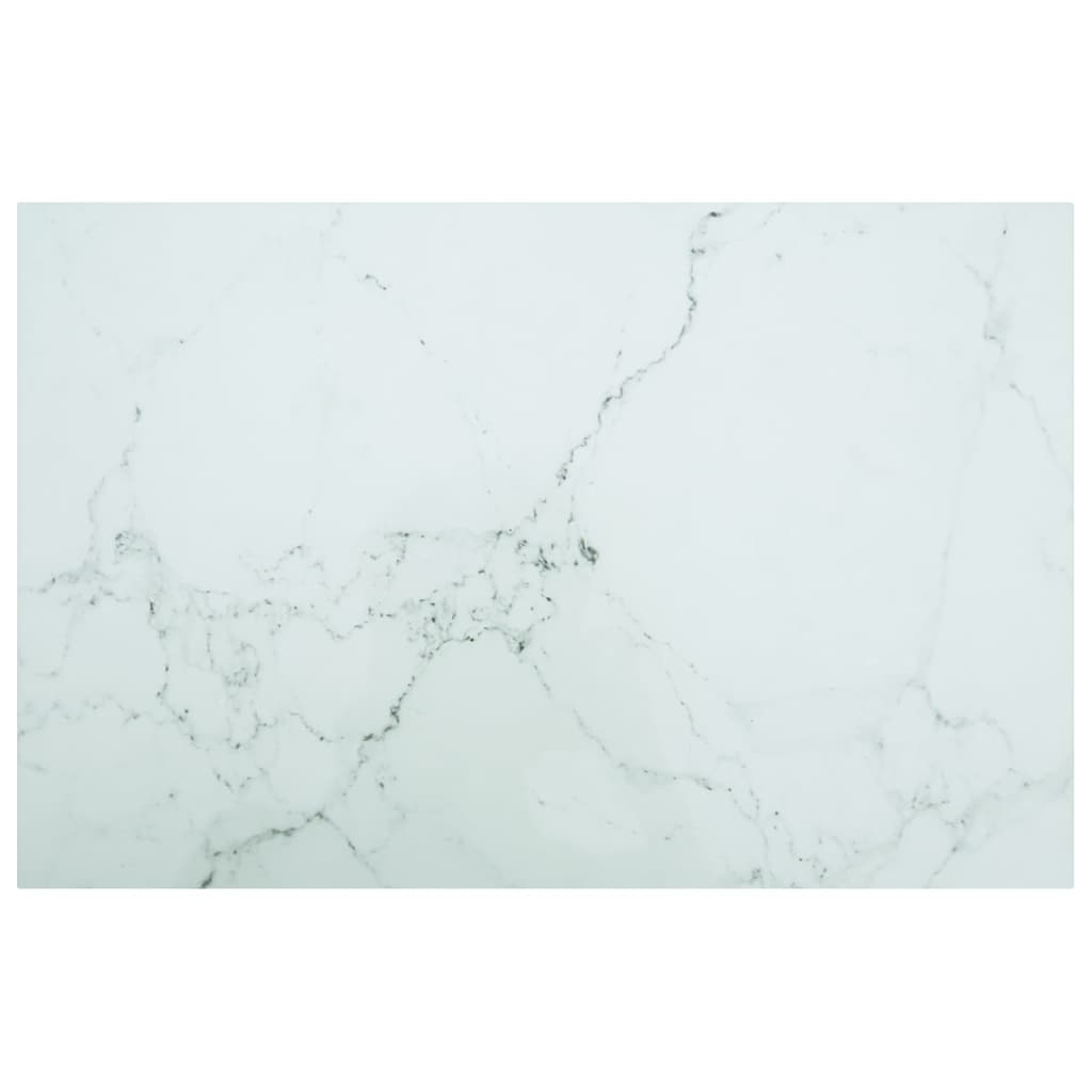 Bordplate hvit 100x62 cm 8 mm herdet glass med marmor design