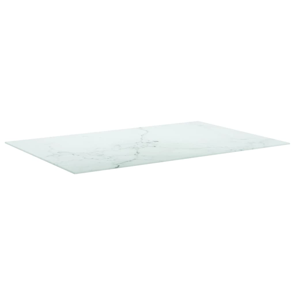 Bordplate hvit 100x62 cm 8 mm herdet glass med marmor design