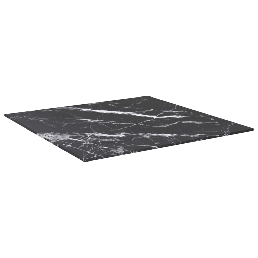 Bordplate svart 60x60 cm 6 mm herdet glass med marmor design