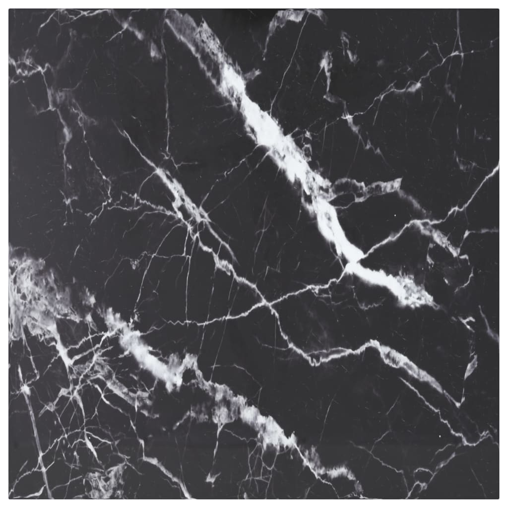 Bordplate svart 80x80 cm 6 mm herdet glass med marmor design