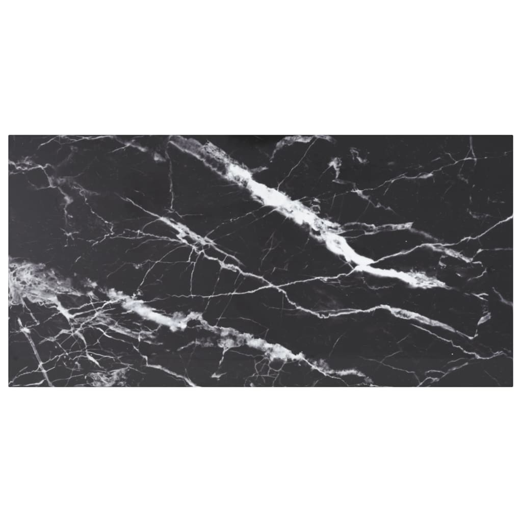 Bordplate svart 100x50 cm 6 mm herdet glass med marmor design