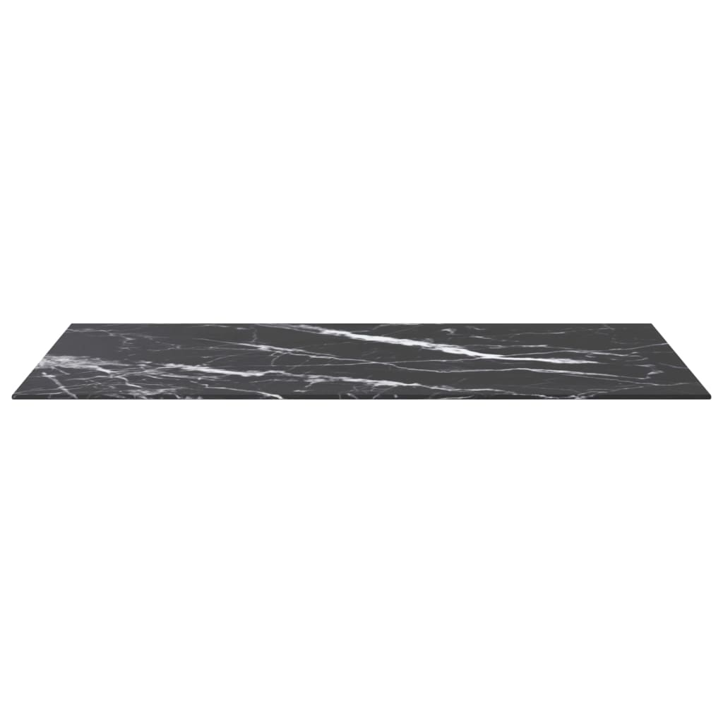 Bordplate svart 100x50 cm 6 mm herdet glass med marmor design