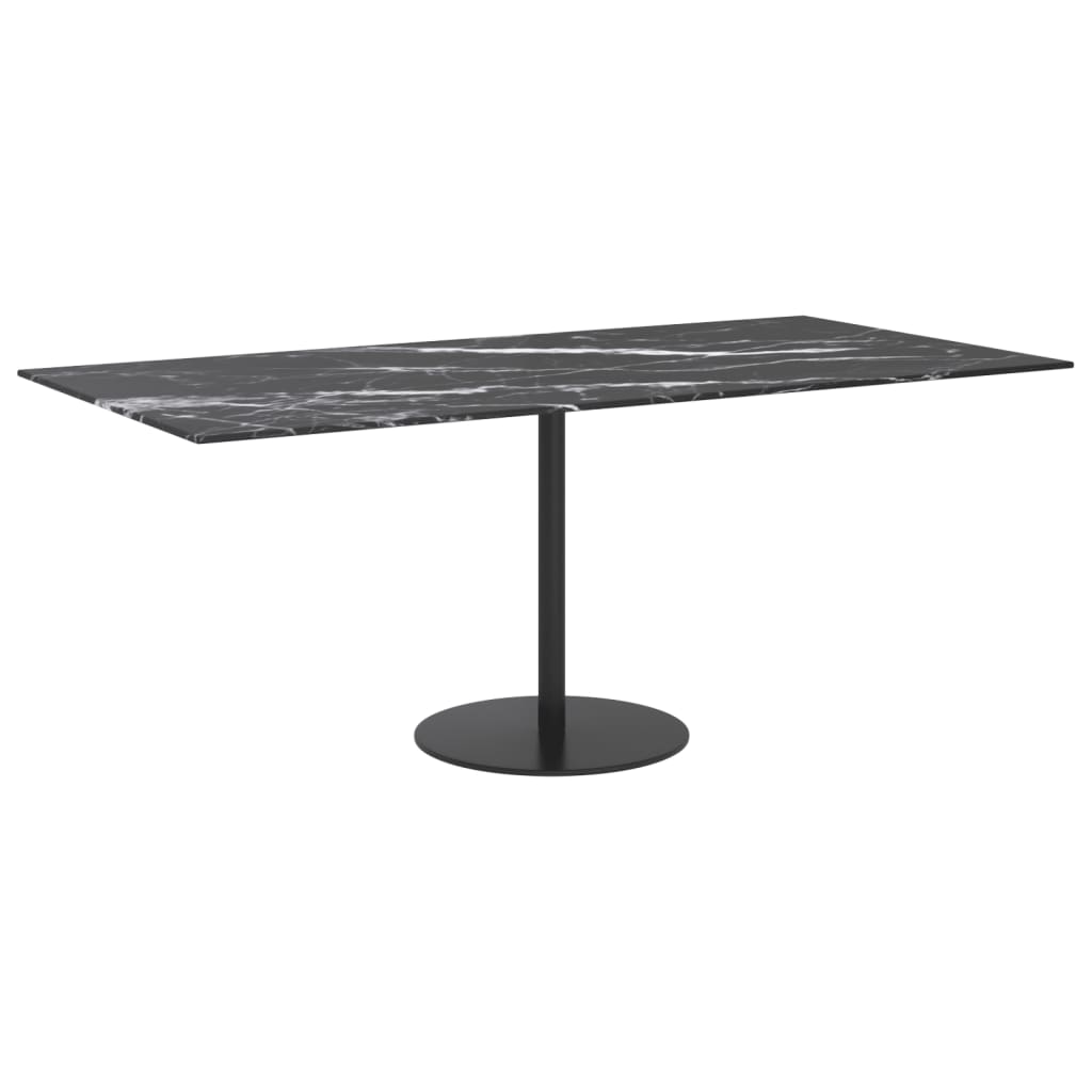 Bordplate svart 100x50 cm 6 mm herdet glass med marmor design
