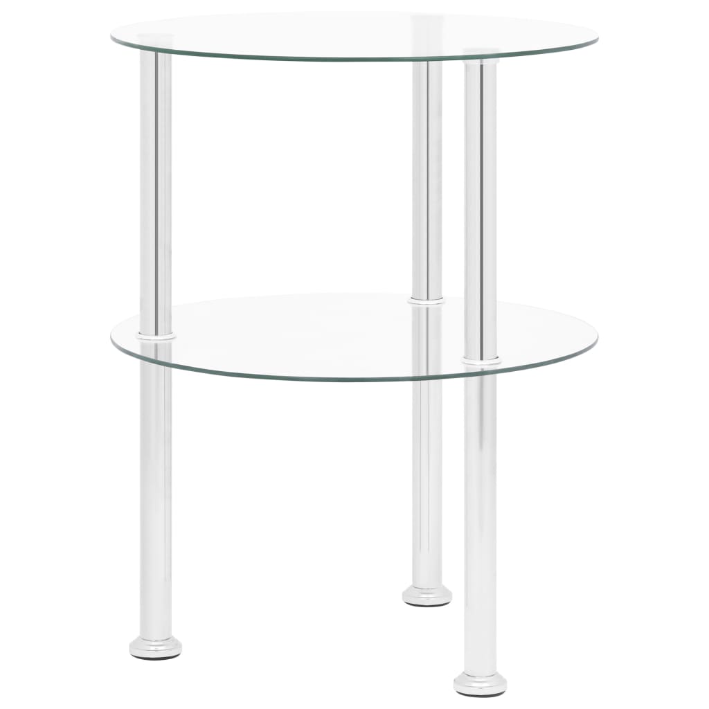 Sidebord 2 etasjer gjennomsiktig 38 cm herdet glass