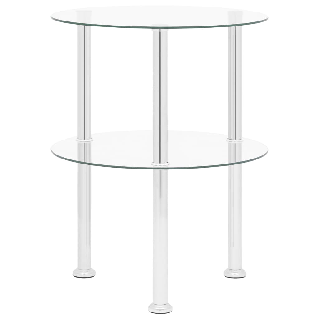 Sidebord 2 etasjer gjennomsiktig 38 cm herdet glass