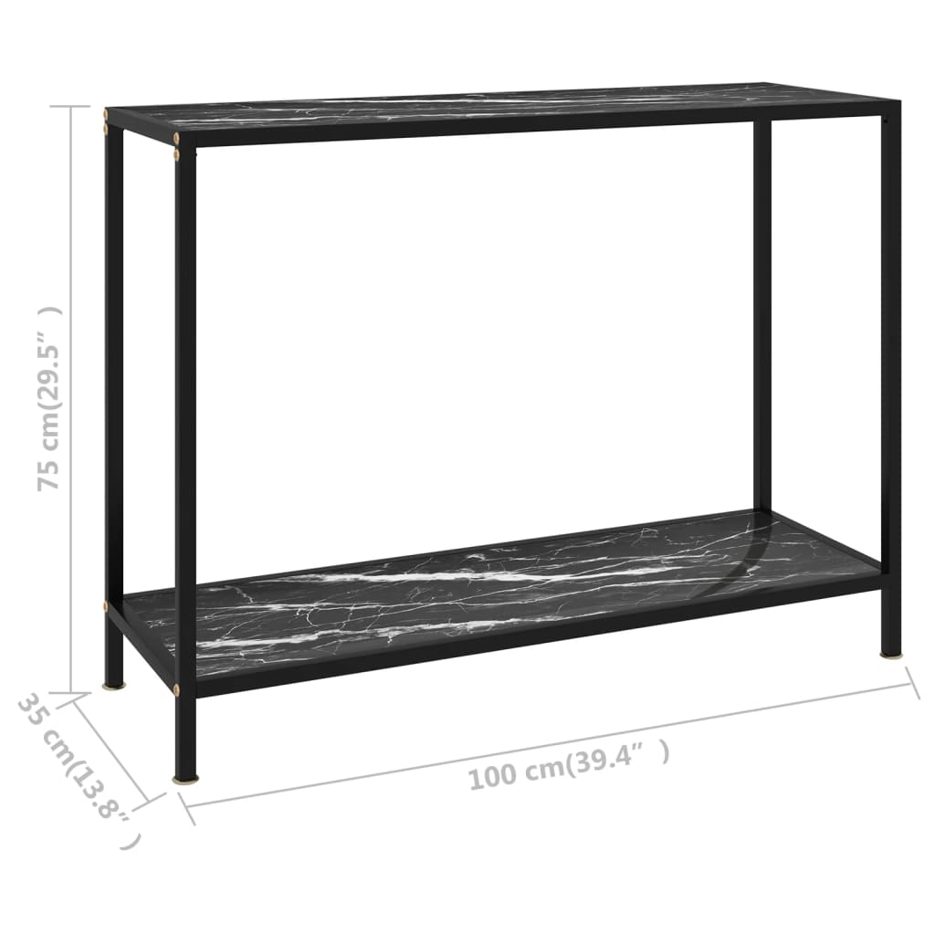 Konsollbord svart 100x35x75 cm herdet glass
