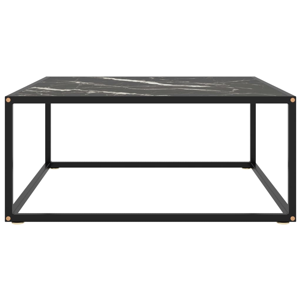 Salongbord svart med svart marmorglass 80x80x35 cm
