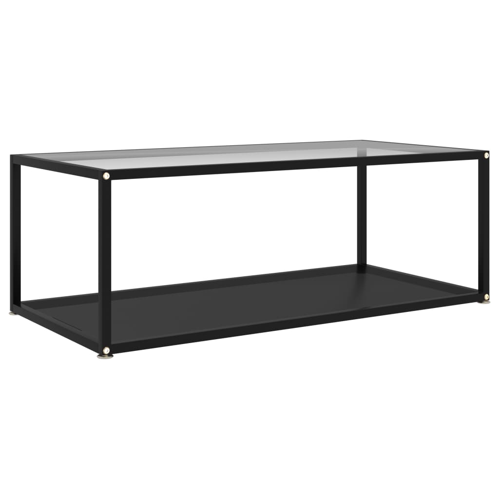 Salongbord gjennomsiktig og svart 100x50x35 cm herdet glass