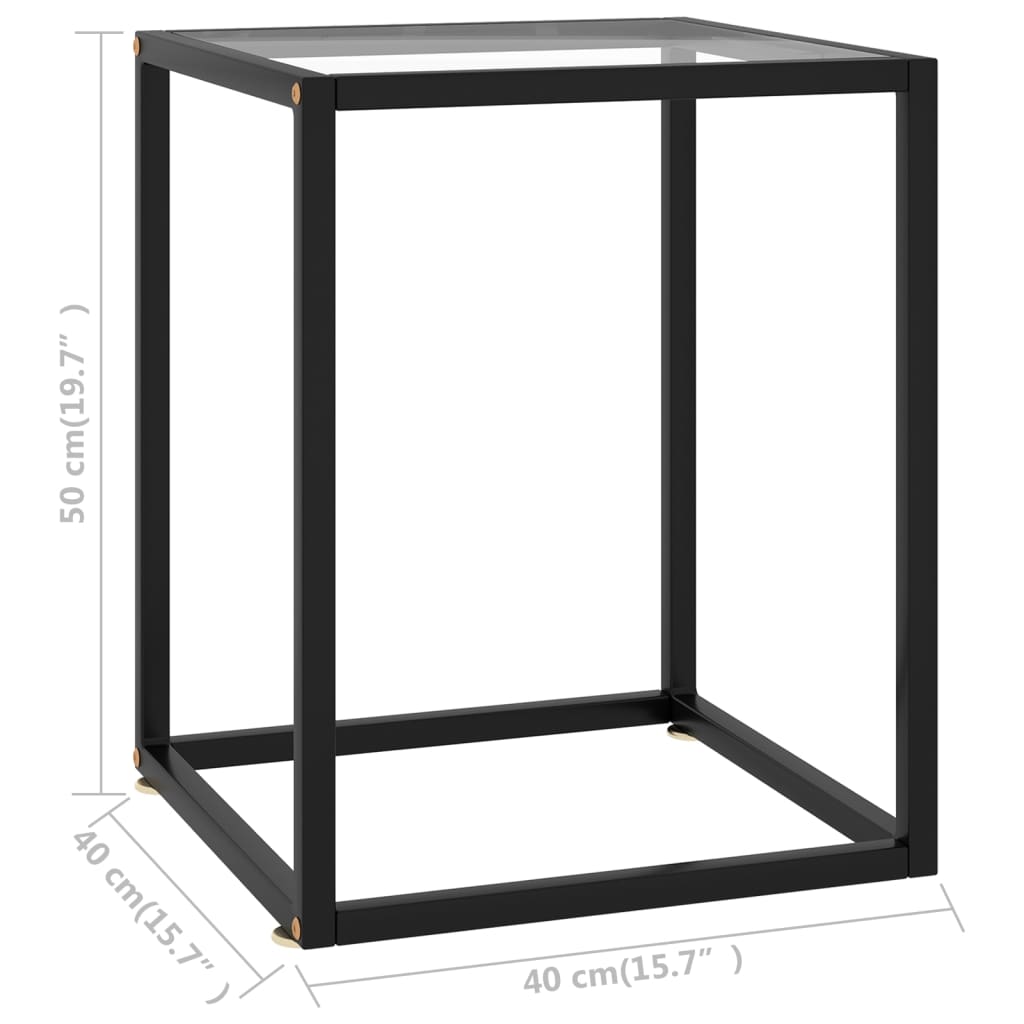 Salongbord svart med herdet glass 40x40x50 cm