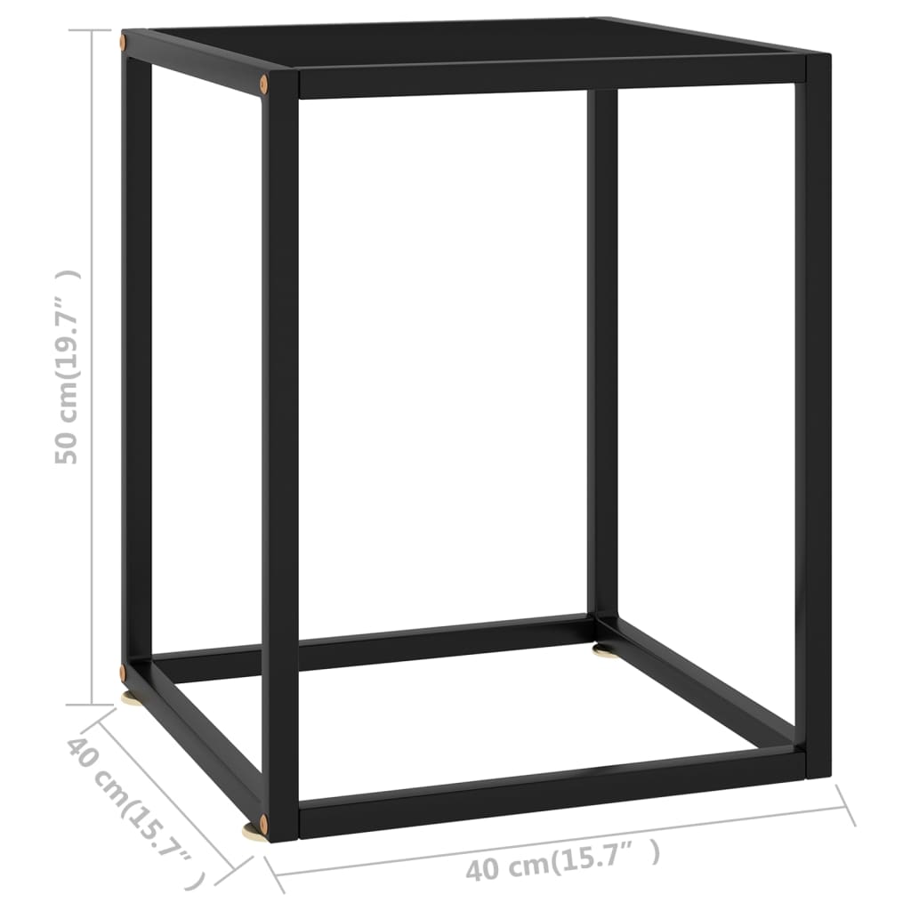 Salongbord svart med svart glass 40x40x50 cm