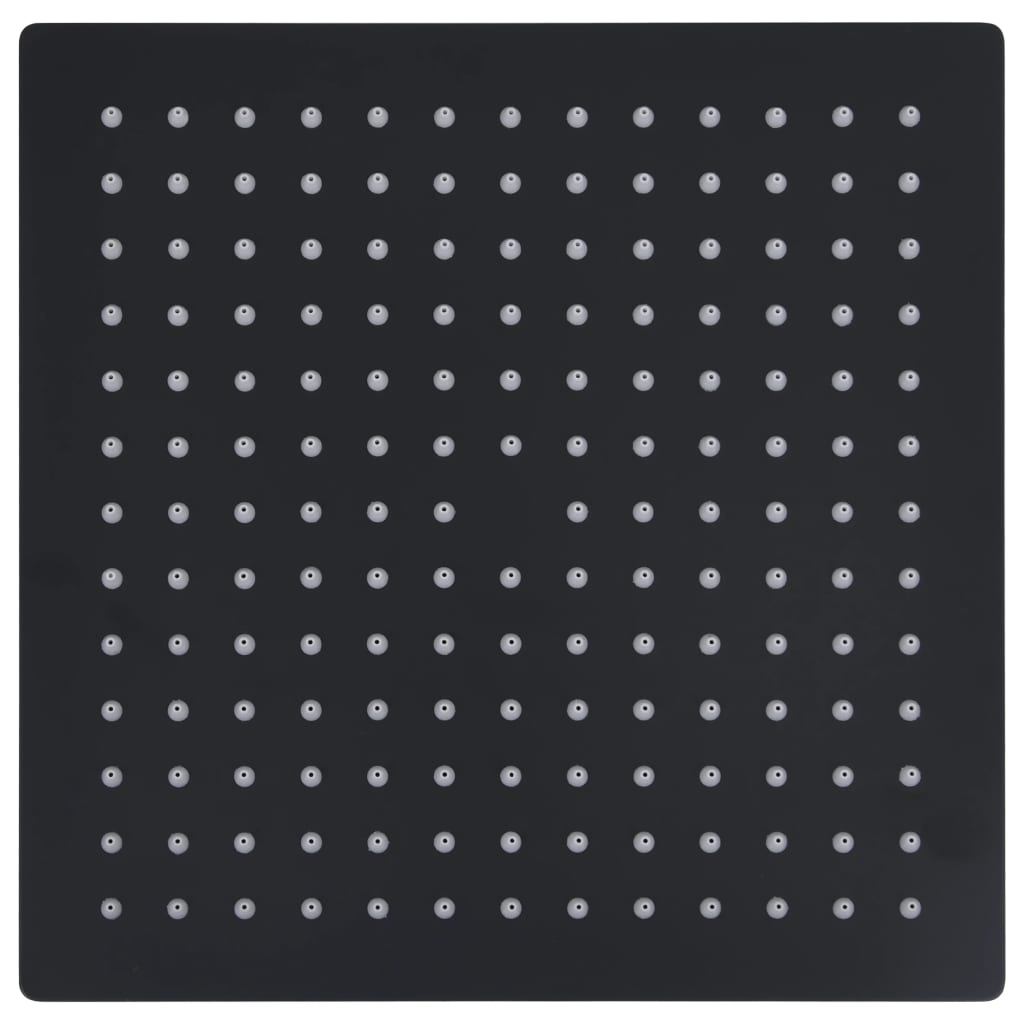 Regndusjhode rustfritt stål 25x25 cm firkantet svart