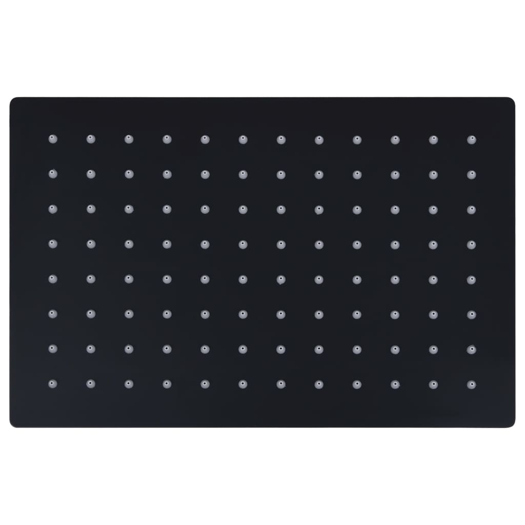 Regndusjhode rustfritt stål 30x20 cm firkantet svart