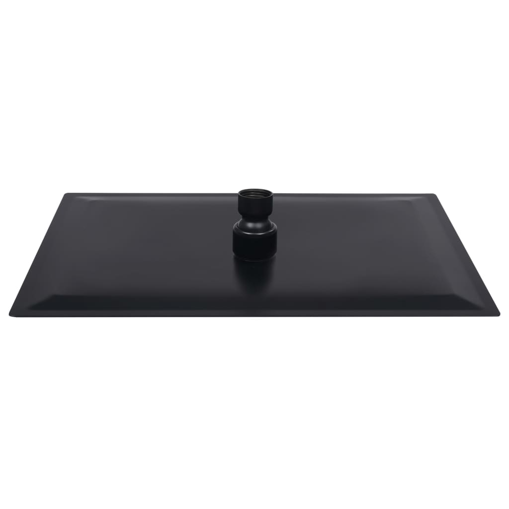 Regndusjhode rustfritt stål 30x20 cm firkantet svart