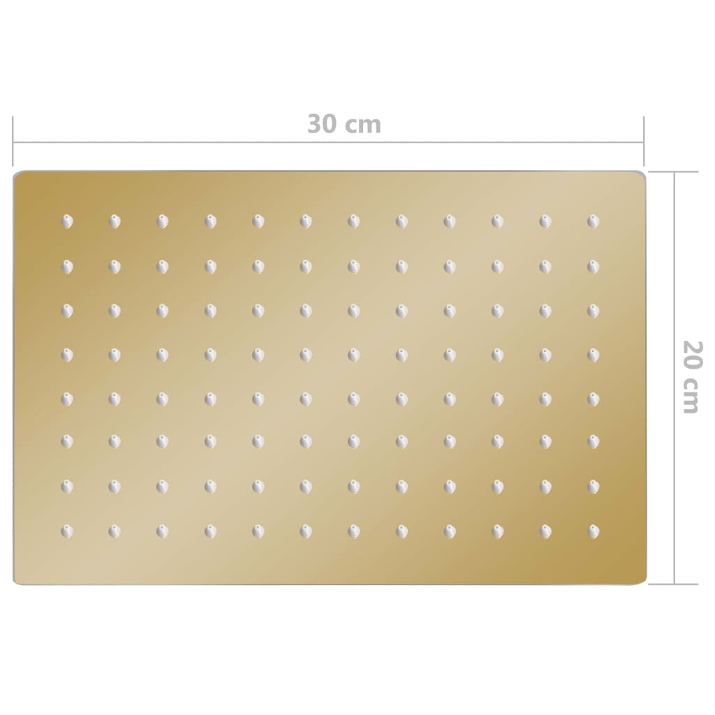 Regndusjhode rustfritt stål 30x20 cm firkantet gull