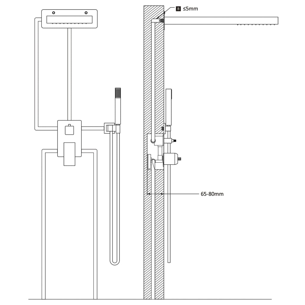 Dusjsystem rustfritt stål 201 sølv