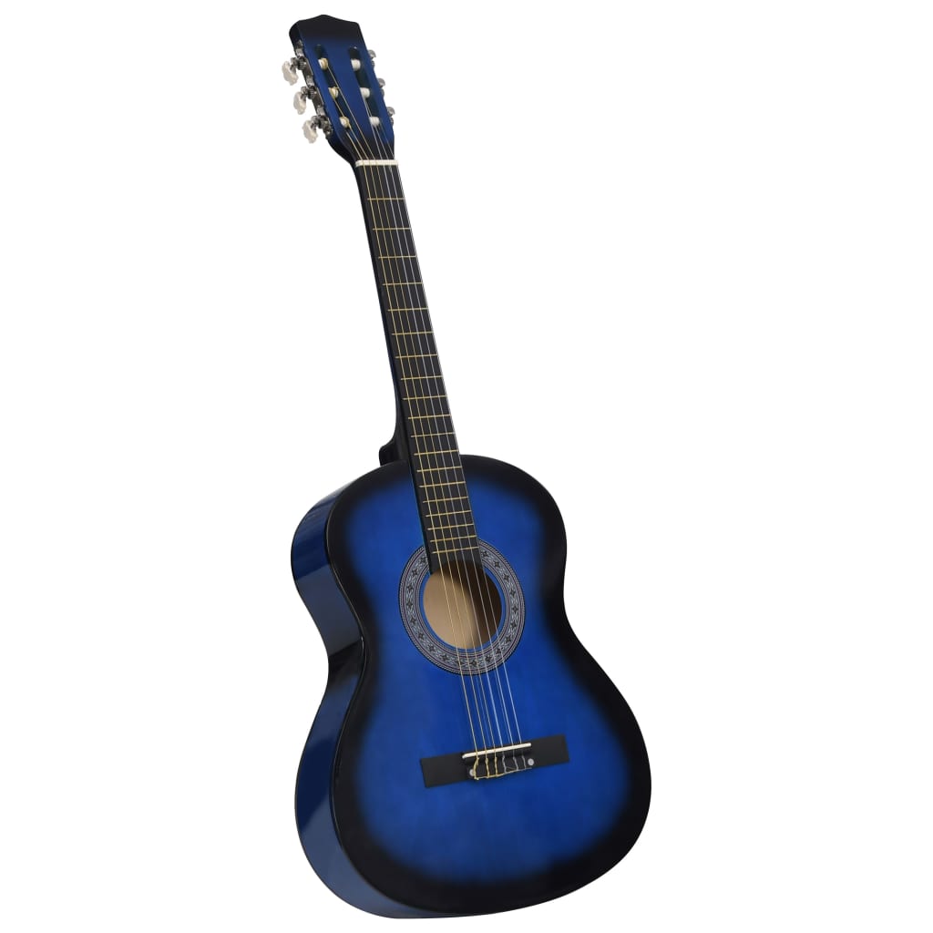 Klassisk gitar for nybegynnere med veske blå 3/4 36"