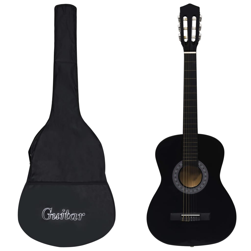 Klassisk gitar for nybegynnere med veske svart 3/4 36"
