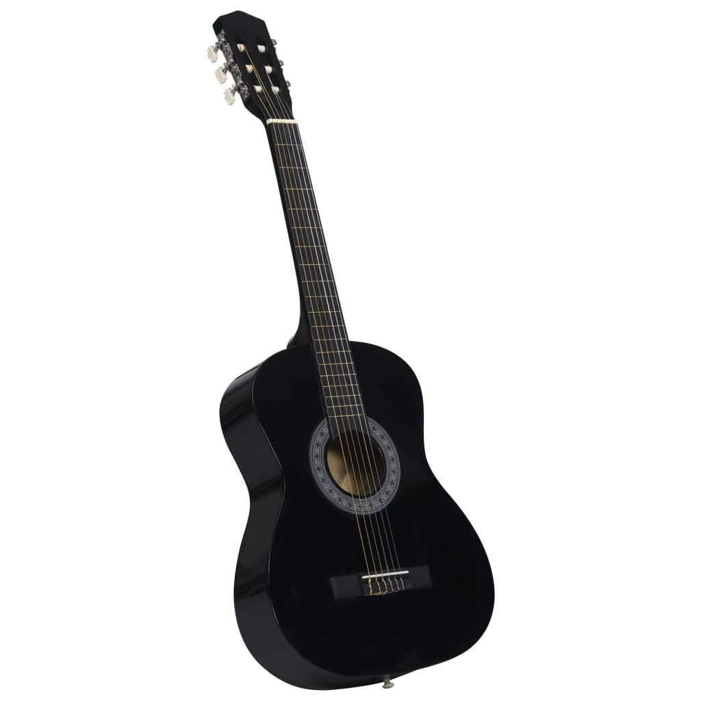 Klassisk gitar for nybegynnere med veske svart 3/4 36"