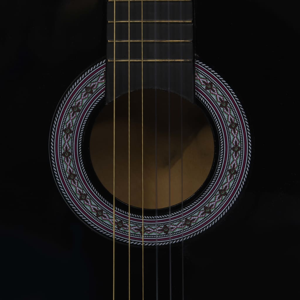 Klassisk gitar for nybegynnere med veske svart 3/4 36"