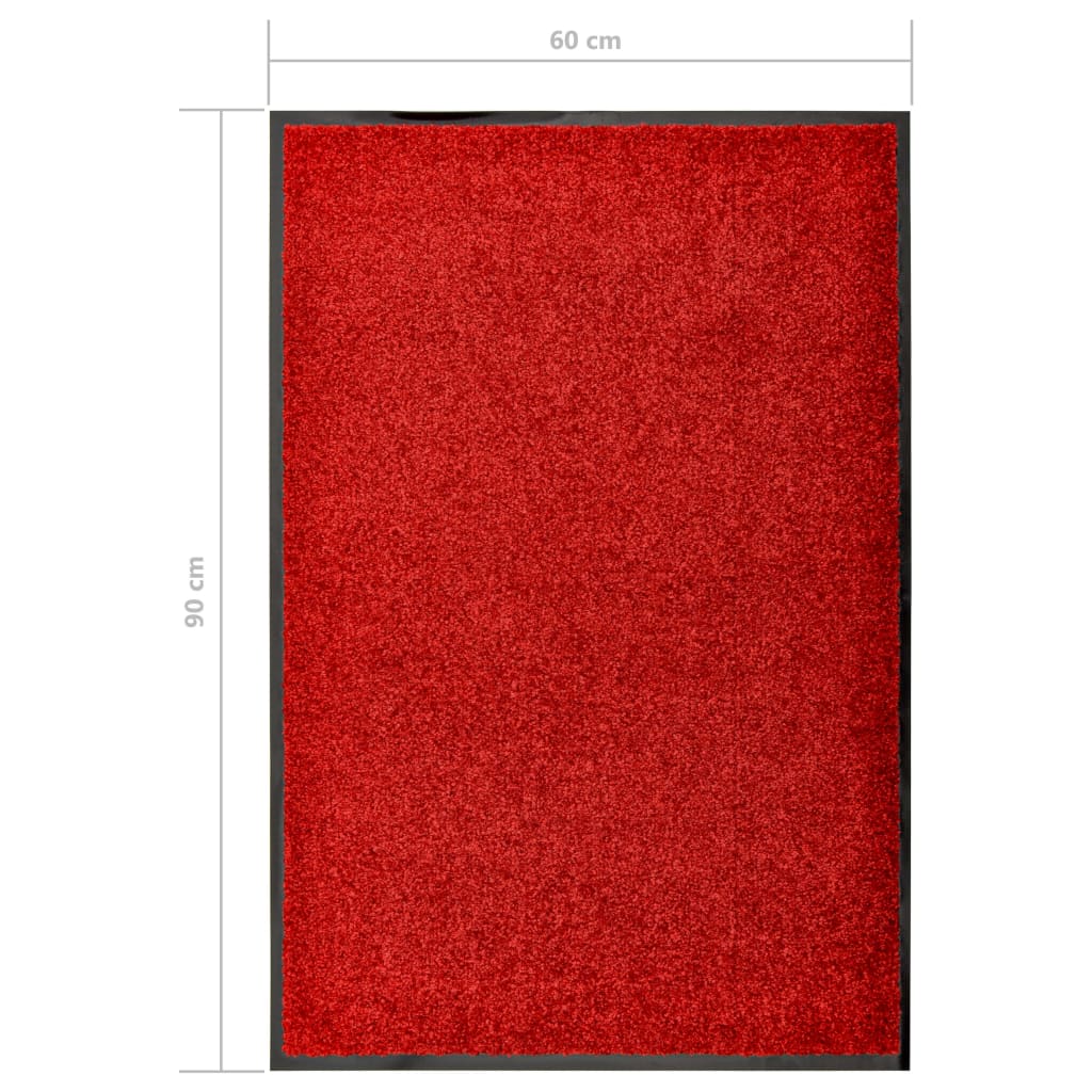 Dørmatte vaskbar rød 60x90 cm