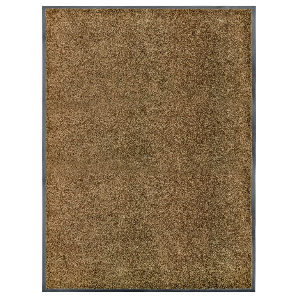 Dørmatte vaskbar brun 90x120 cm