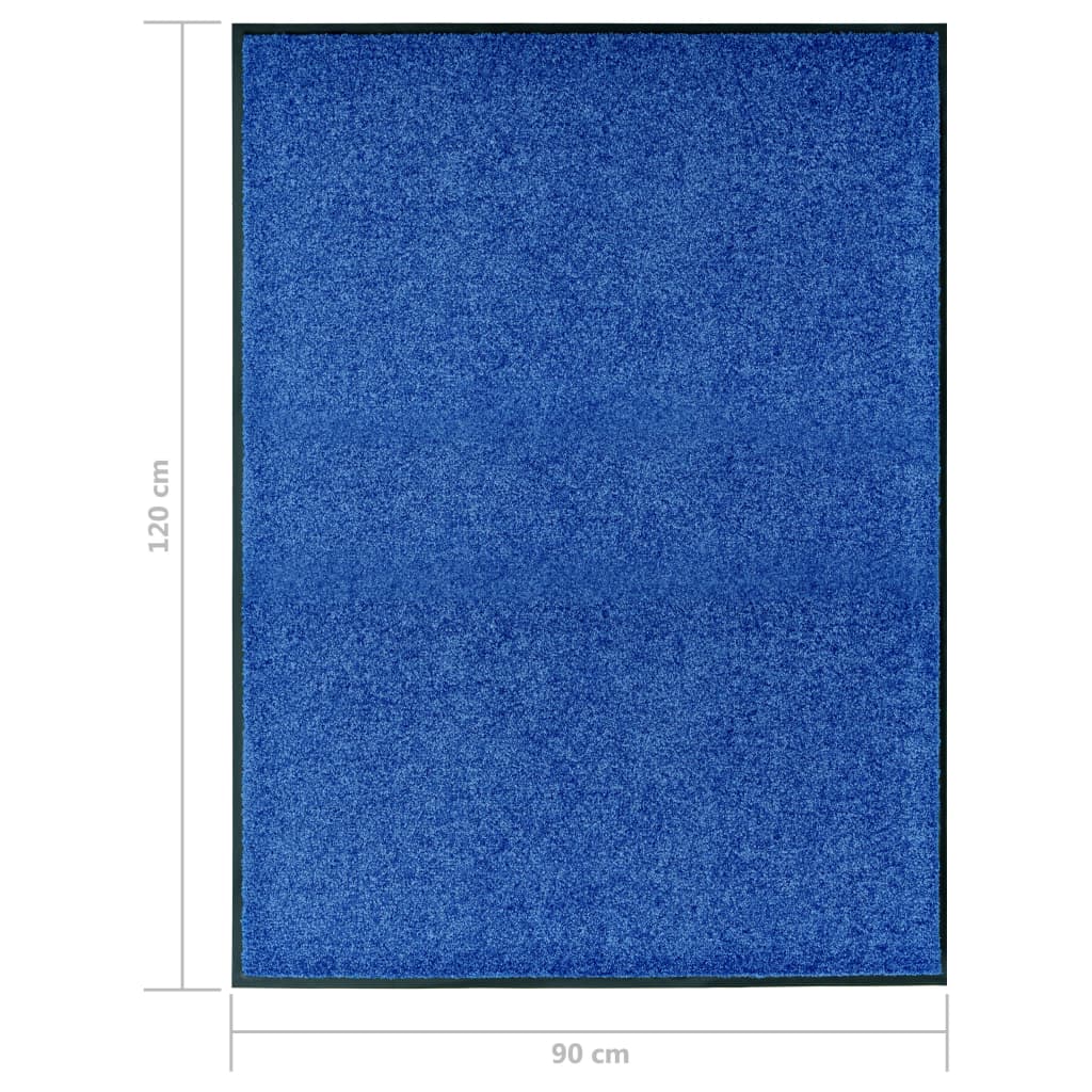 Dørmatte vaskbar blå 90x120 cm