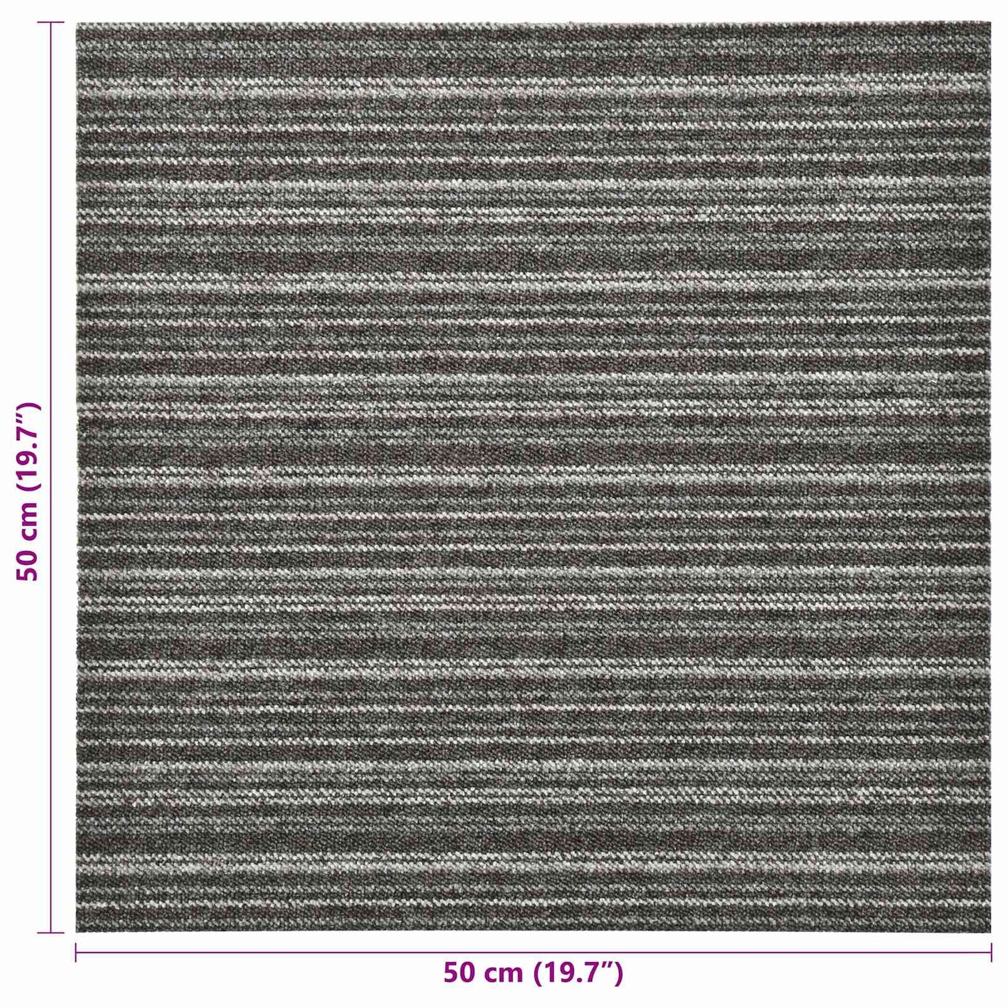Teppe 20 pcs Stripet antrasitt 50 x 50 cm 100% Polypropylen