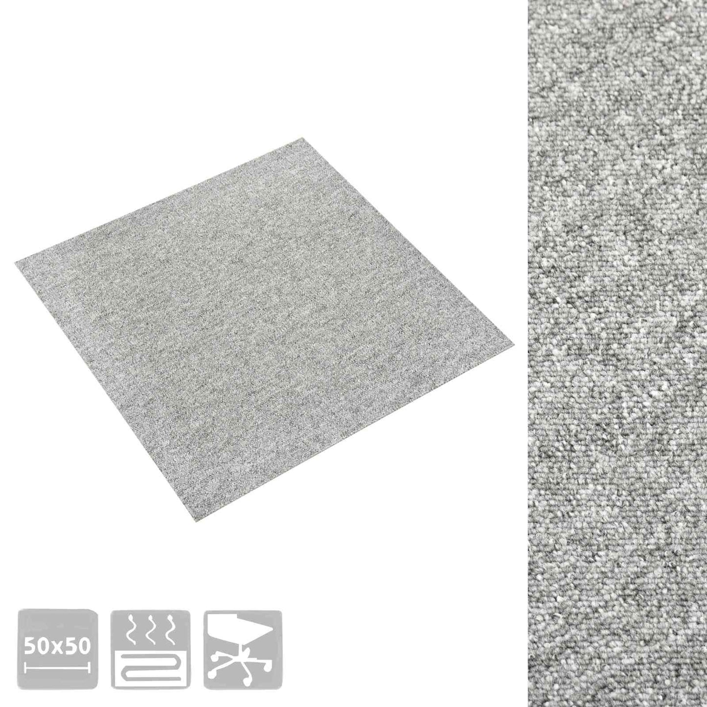 Teppe 20 pcs Lysegrå 50 x 50 cm 100% Polypropylen