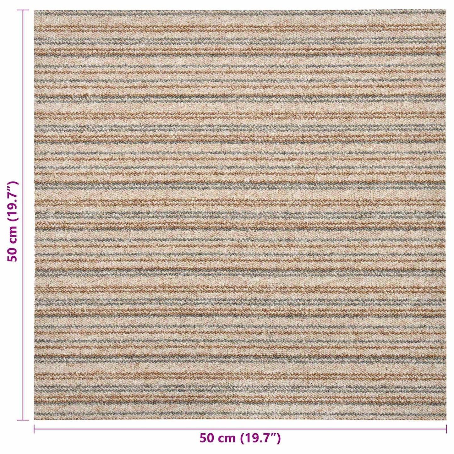 Teppe 20 pcs Stripet Beige 50 x 50 cm 100% Polypropylen