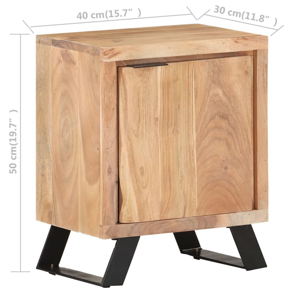 Nattbord 40x30x50 cm heltre akasie med naturlig kant