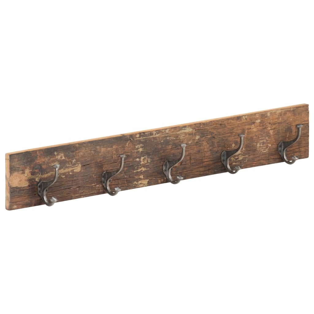 Knaggrekke med 5 kroker 100x2,5x15 cm gjenvunnet heltre