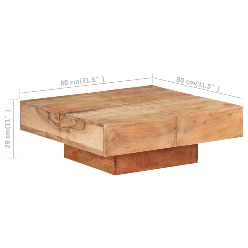 Salongbord 80x80x28 cm heltre akasie