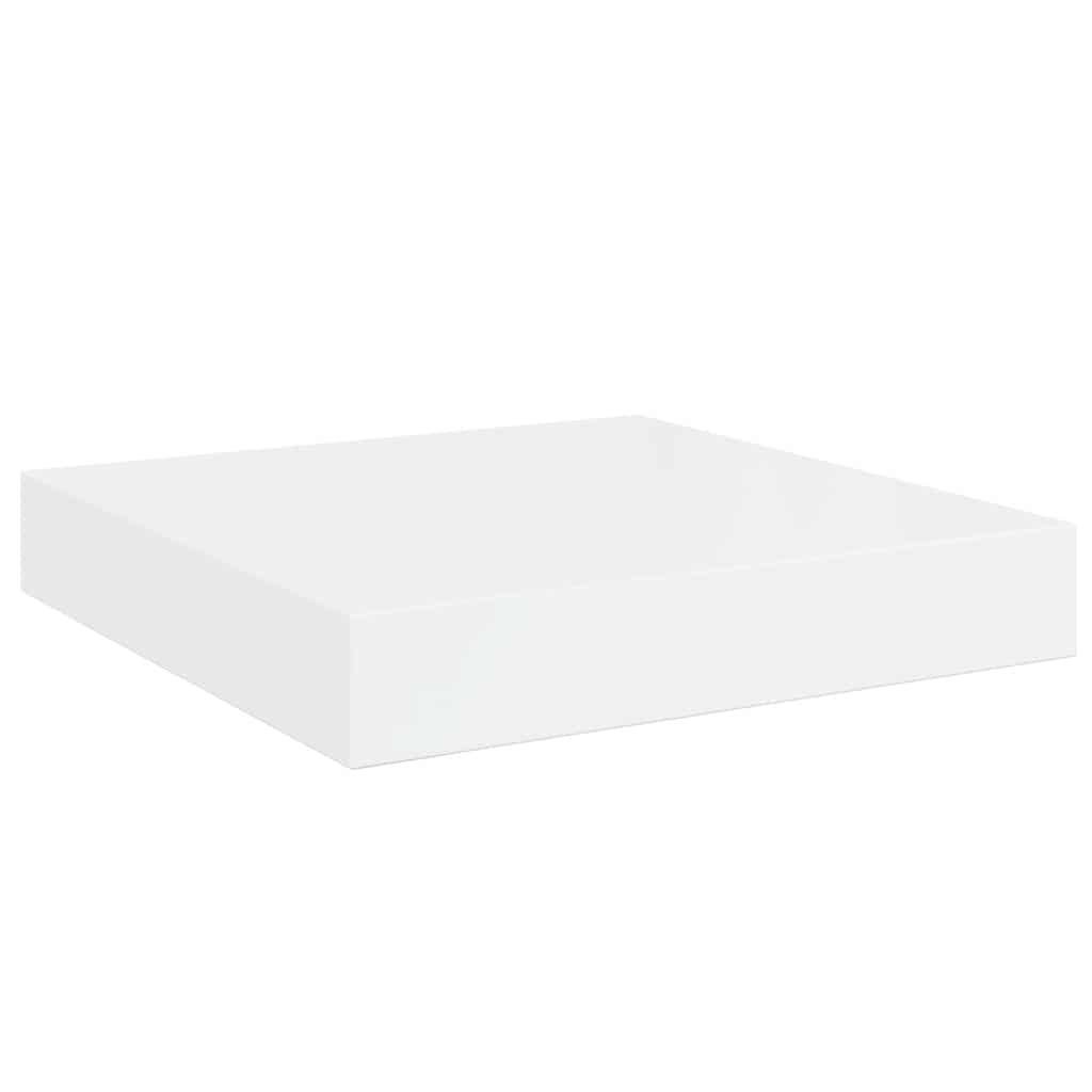 Flytende vegghyller 2 stk høyglans hvit 23x23,5x3,8 cm MDF