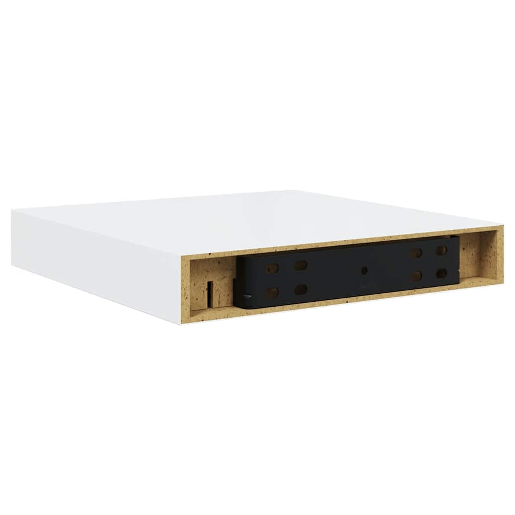 Flytende vegghyller 2 stk høyglans hvit 23x23,5x3,8 cm MDF