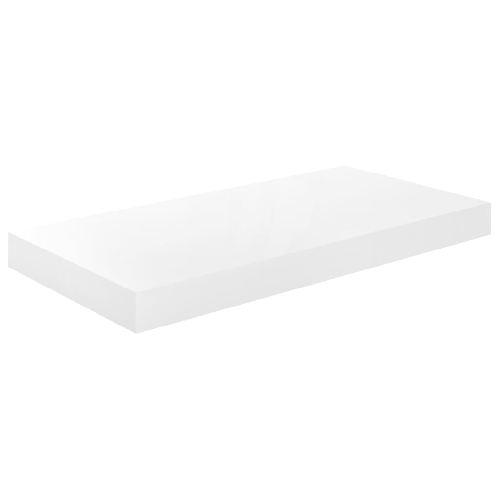 Flytende vegghylle høyglans hvit 50x23,5x3,8 cm MDF