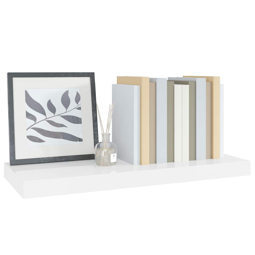 Flytende vegghylle høyglans hvit 60x23,5x3,8 cm MDF vidaXL