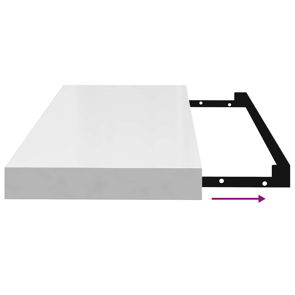 Flytende vegghylle høyglans hvit 60x23,5x3,8 cm MDF vidaXL
