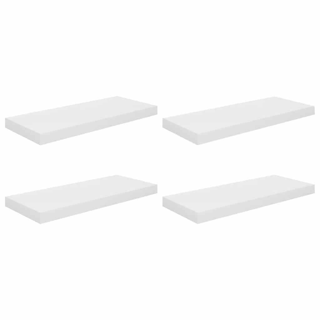 Flytende vegghyller 4 stk høyglans hvit 60x23,5x3,8 cm MDF