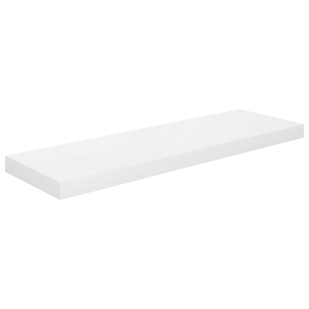 Flytende vegghyller 2 stk høyglans hvit 80x23,5x3,8 cm MDF