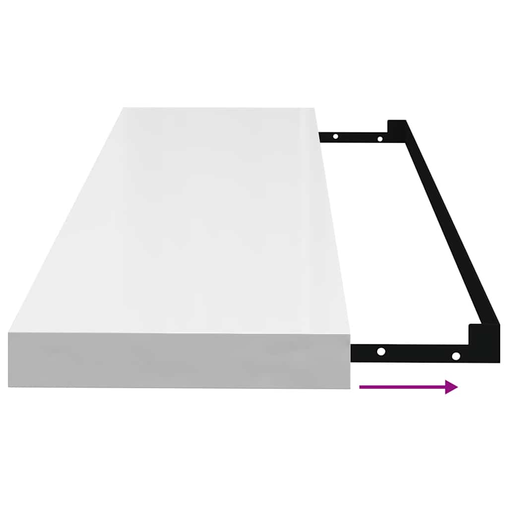 Flytende vegghyller 4 stk høyglans hvit 80x23,5x3,8 cm MDF