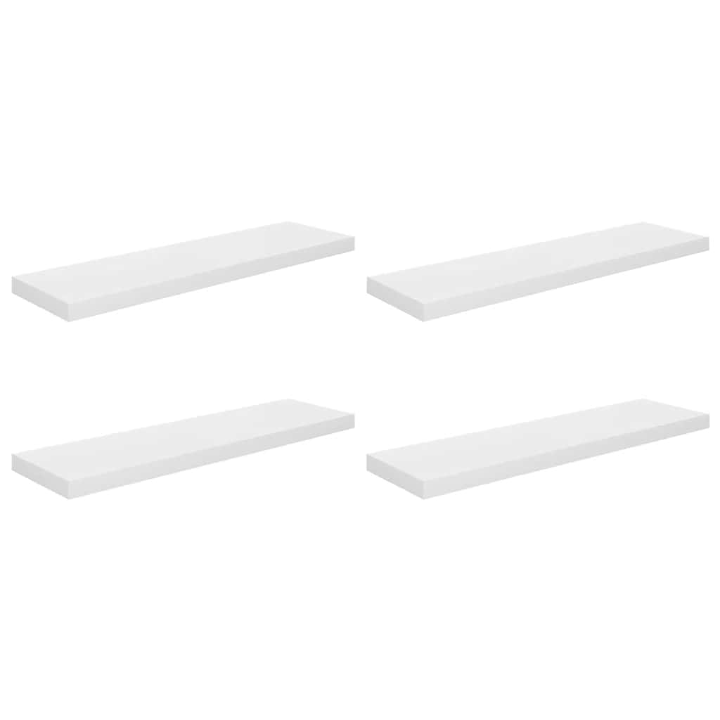 Flytende vegghyller 4 stk høyglans hvit 90x23,5x3,8 cm MDF