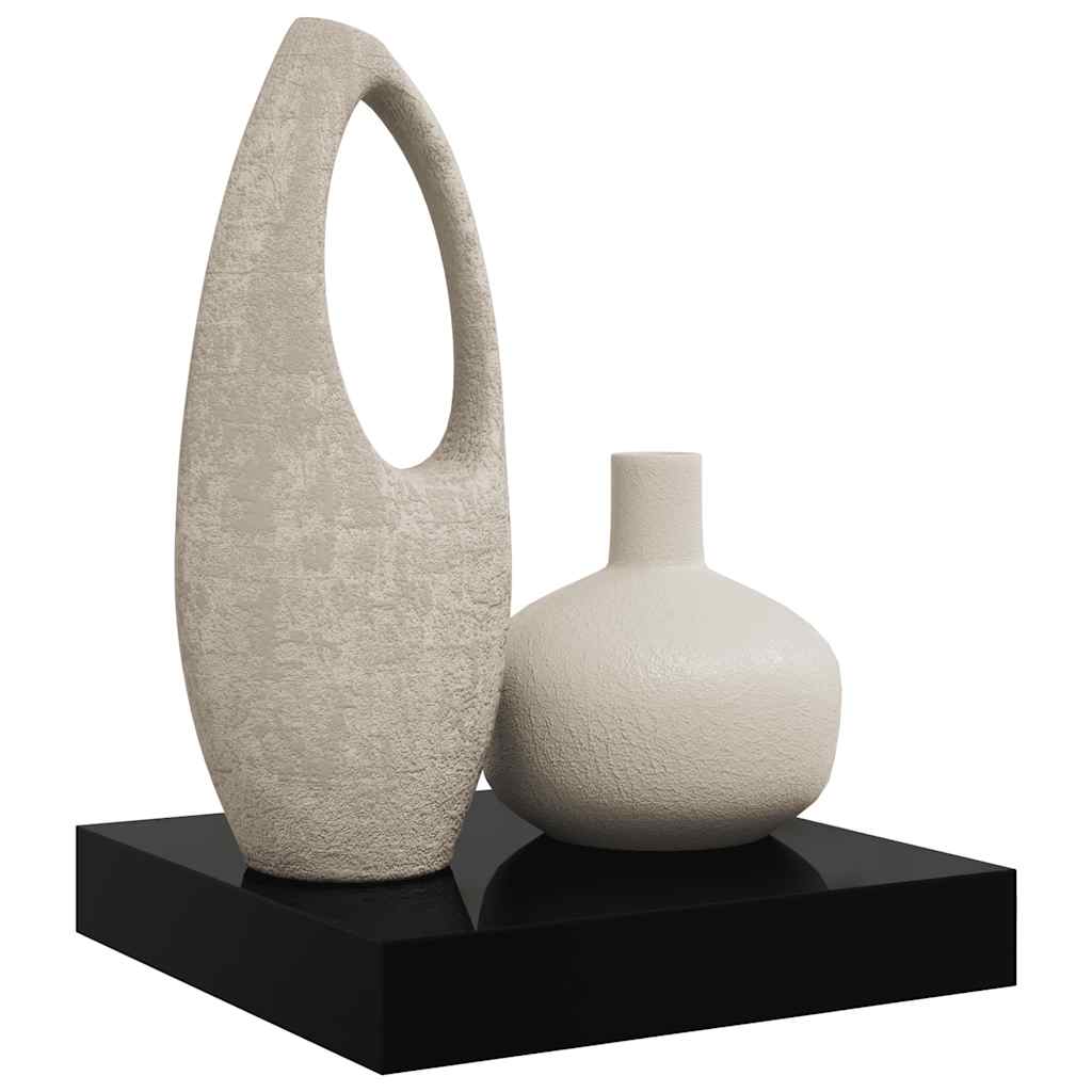 Flytende vegghylle høyglans svart 23x23,5x3,8 cm MDF