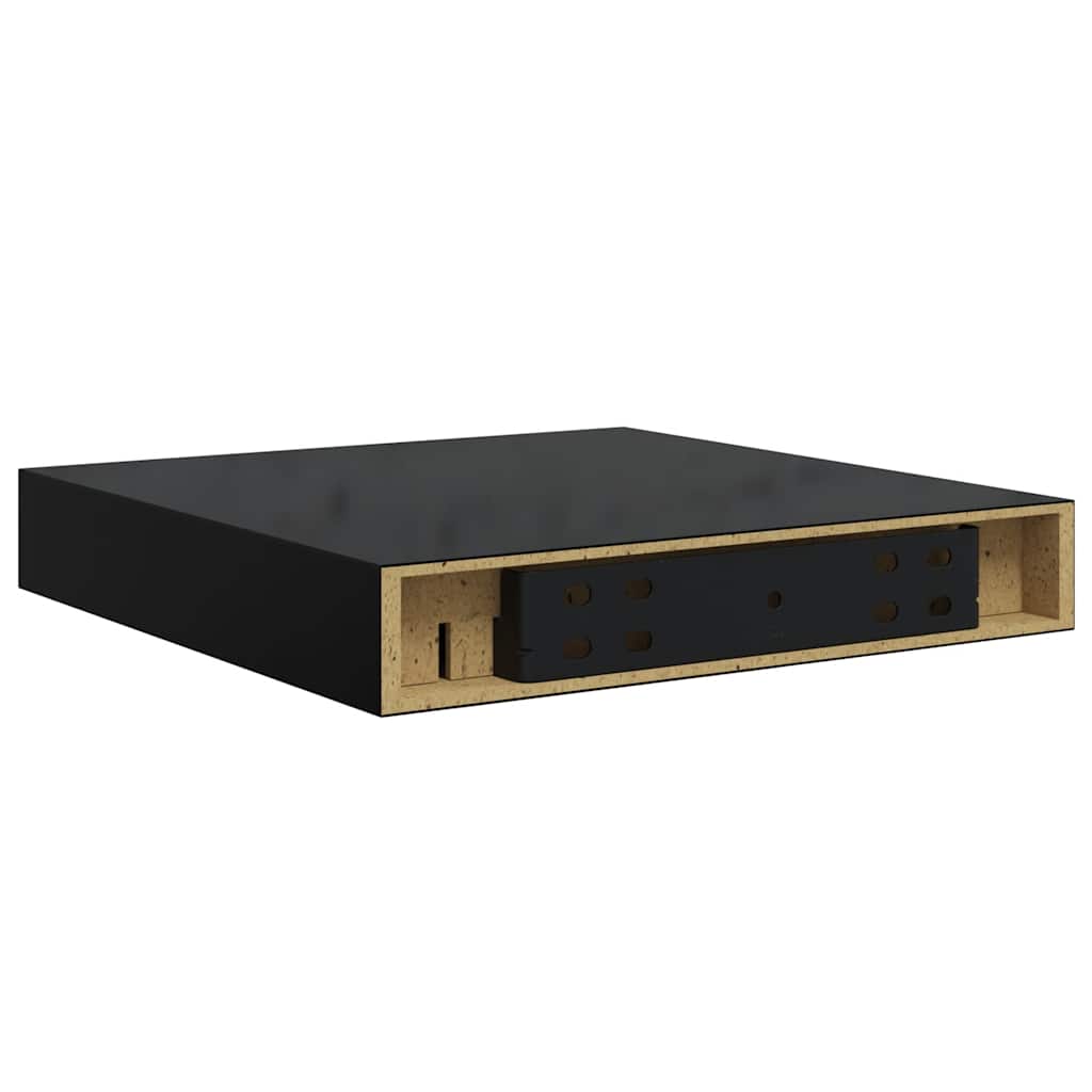 Flytende vegghylle høyglans svart 23x23,5x3,8 cm MDF