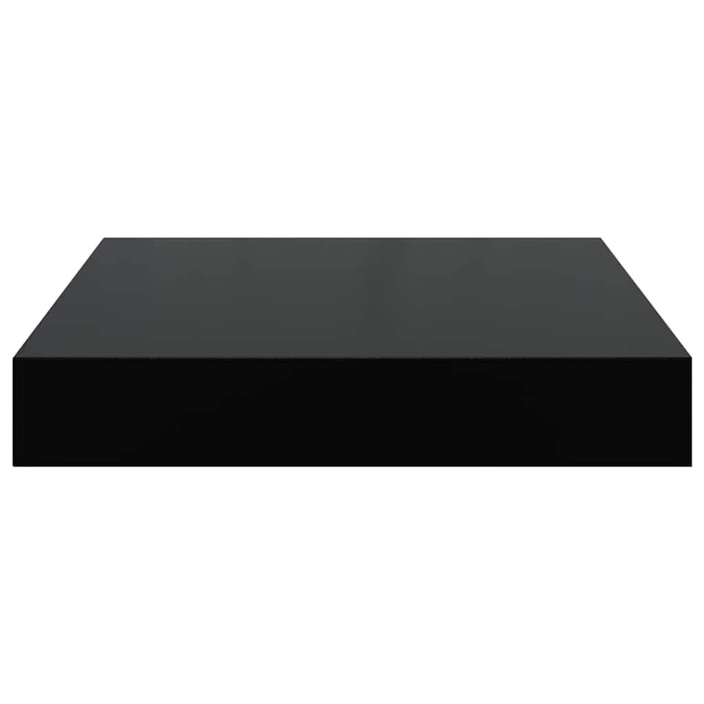 Flytende vegghyller 2 stk høyglans svart 23x23,5x3,8 cm MDF