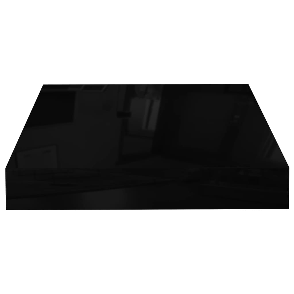 Flytende vegghyller 4 stk høyglans svart 23x23,5x3,8 cm MDF