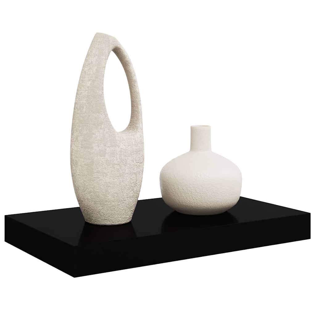 Flytende vegghylle høyglans svart 40x23x3,8 cm MDF